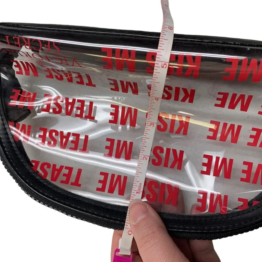 Victorias Secret Love Me Kiss Me Tease Me Clear Cosmetic Makeup Pouch Bag